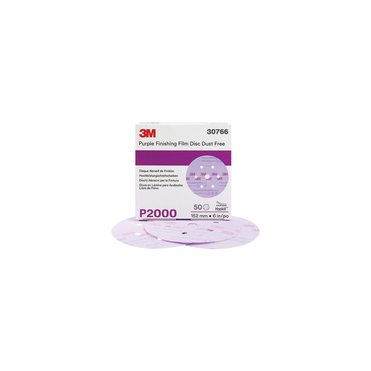 3M Hookit™ Purple Dust-Free Finishing Film Discs, 50/box