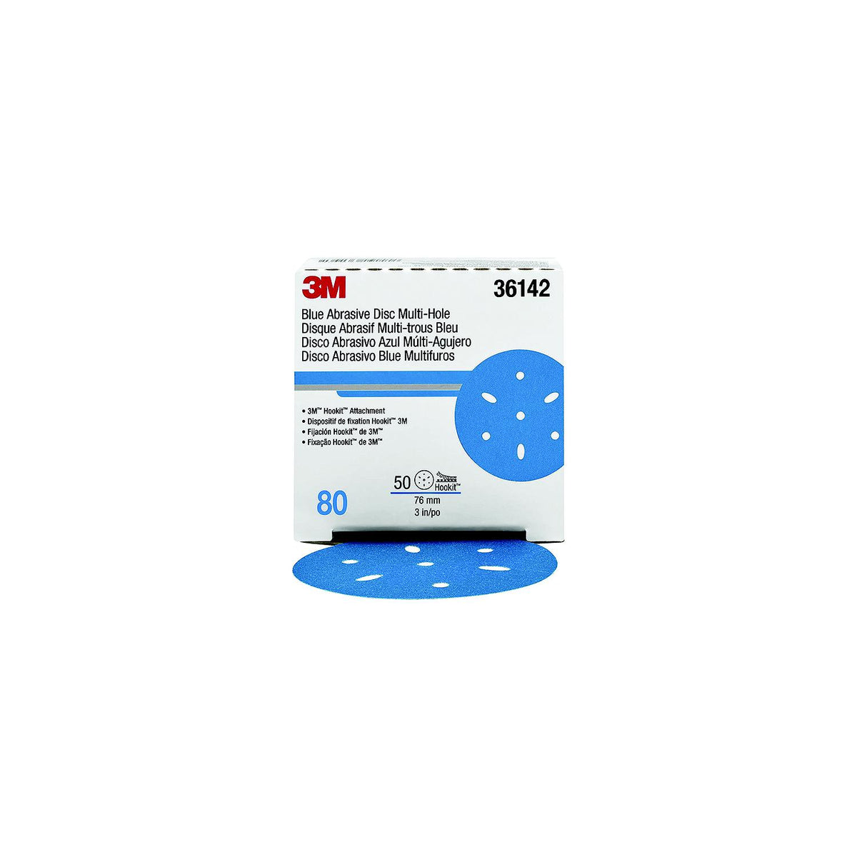 3M Blue Abrasivie Hookit Disc, 5", 50/box 7100091236