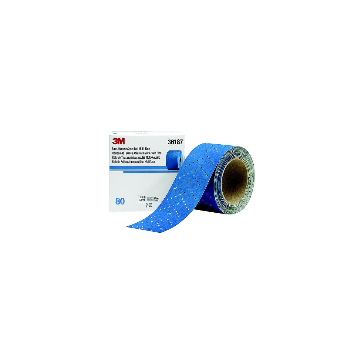 3M Blue Abrasive Hookit Sheet Roll, 2-3/4" x 13 Yards 7100091070