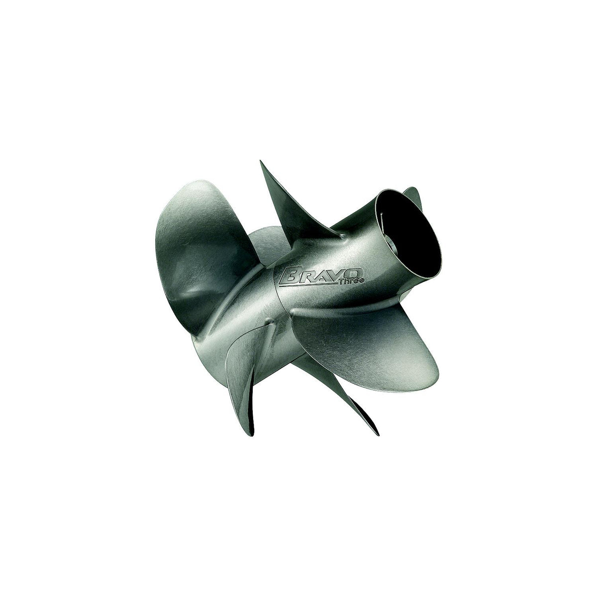 Quicksilver 8M0123404 Bravo Three 15.9" diameter X 21" pitch, 4-Blade Stainless Steel Propeller, Left Hand, Matte Finish