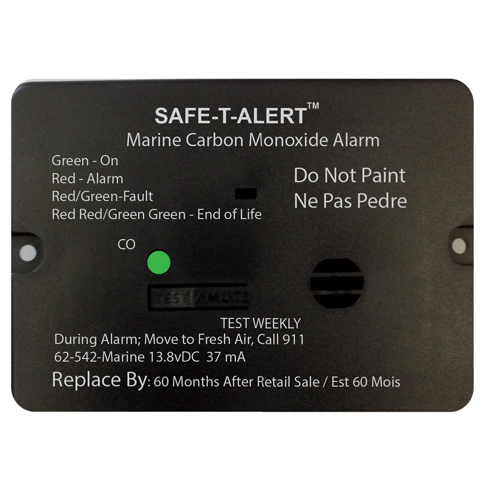 Safe-T-Alert 62 Series Carbon Monoxide Alarm with Relay - 12V - 62-542-R-Marine - Flush Mount - Black