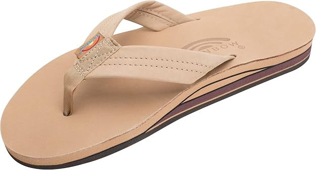 Rainbow Sandals Men's Leather Double Layer with Arch Wide Strap