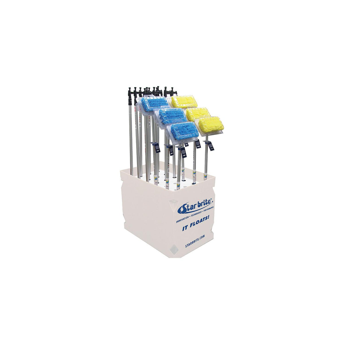 Star brite Mixed Display With Boat Hooks, Blue & Yellow Brushes