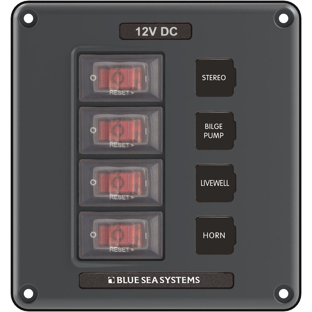 Blue Sea Systems 4320 Circuit Breaker Switch Panel 4 Position - Gray