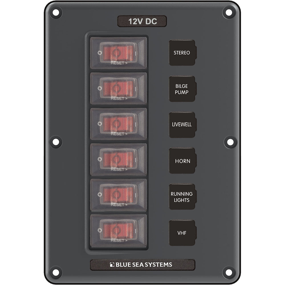 Blue Sea Systems 4322 Circuit Breaker Switch Panel 6 Position - Gray