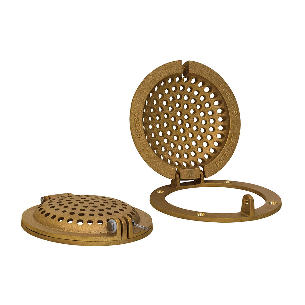GROCO Bronze Round Hull Strainer with Access Door for Up To 4" Thru-Hull