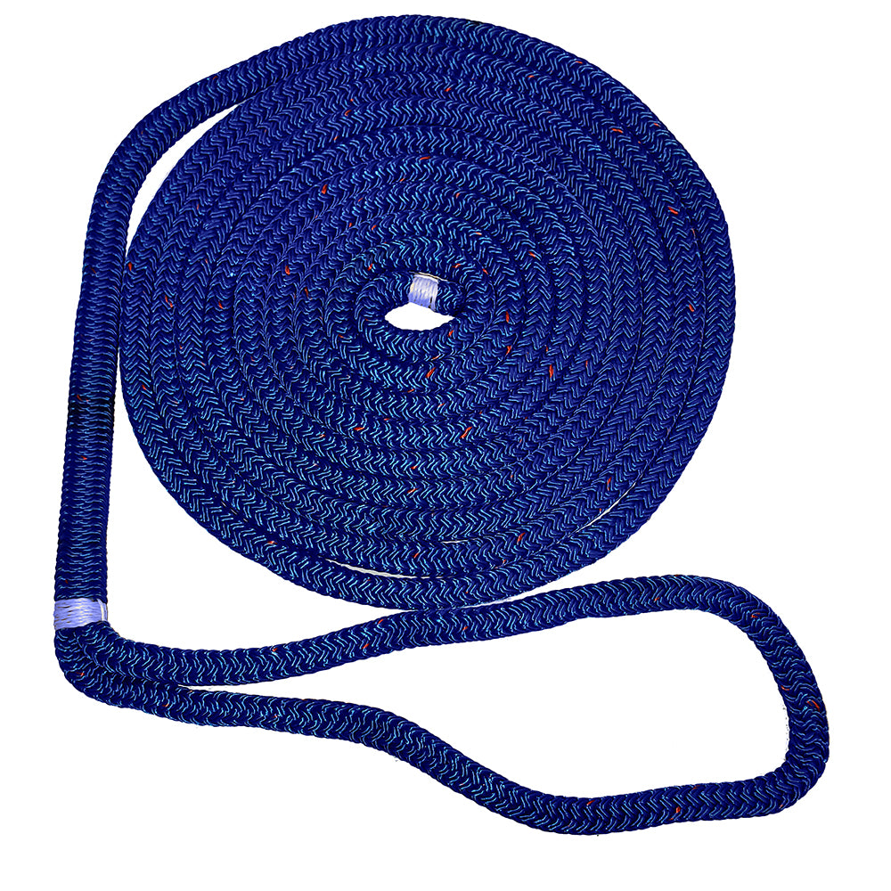 New England Ropes 5/8" Double Braid Dock Line - Blue with Tracer - 15'