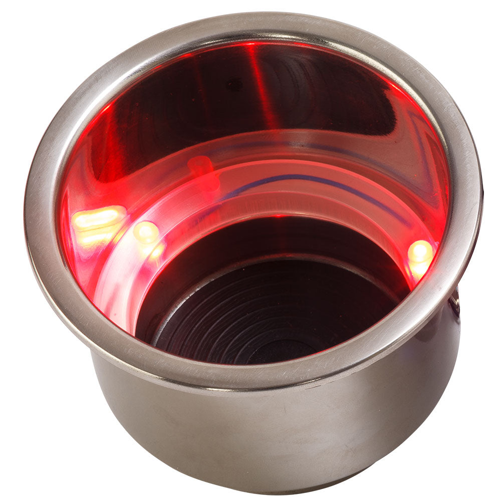 Sea-Dog LED Flush Mount Combo Drink Holder with Drain Fitting - Red LED