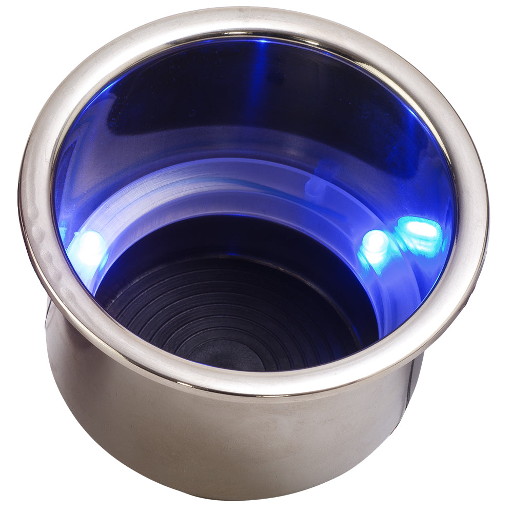 Sea-Dog LED Flush Mount Combo Drink Holder with Drain Fitting - Blue LED