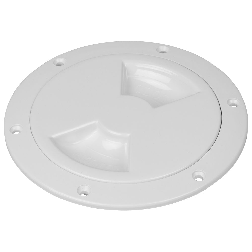 Sea-Dog Quarter-Turn Smooth Deck Plate with Internal Collar - White - 4"