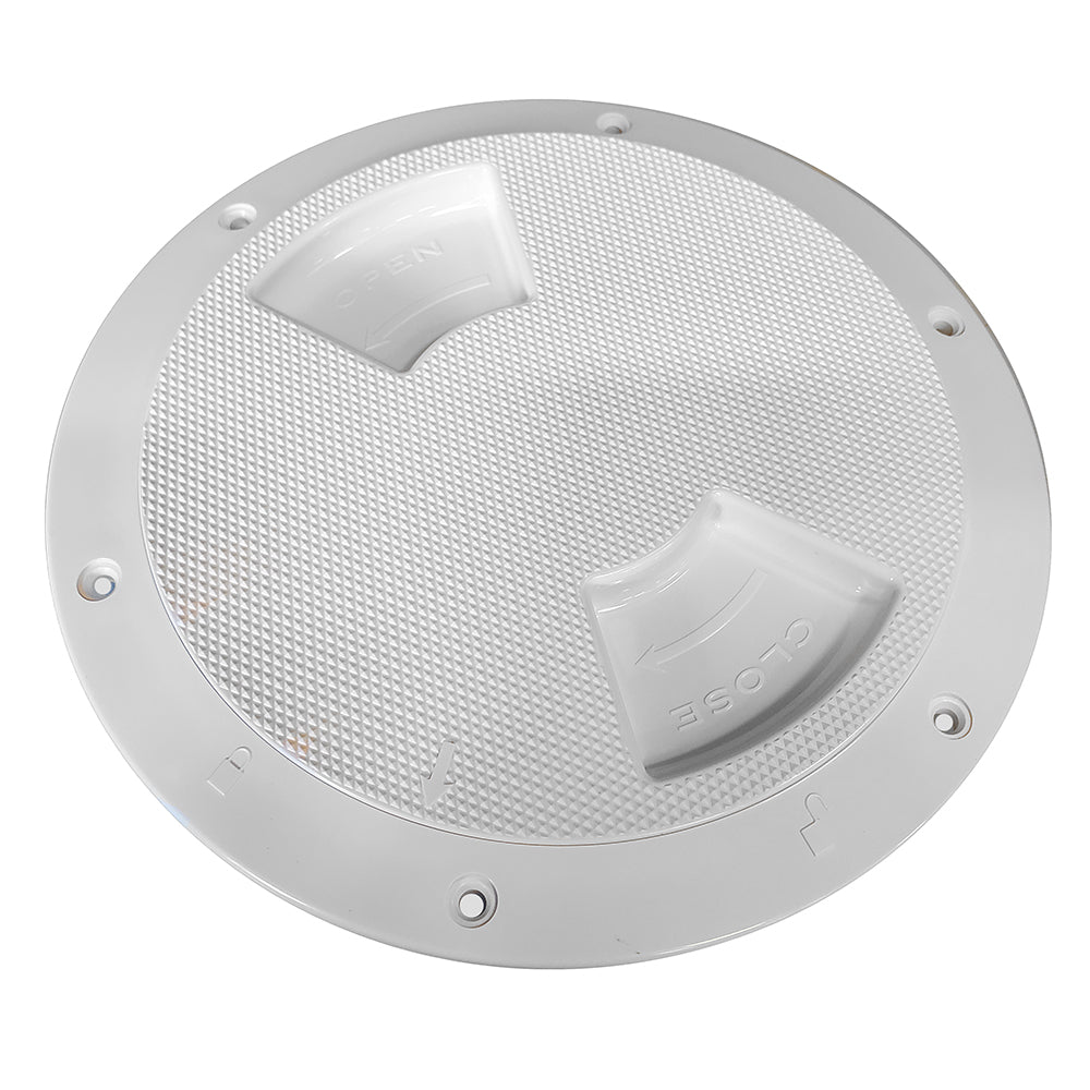 Sea-Dog Quarter-Turn Textured Deck Plate with Internal Collar - White - 8"