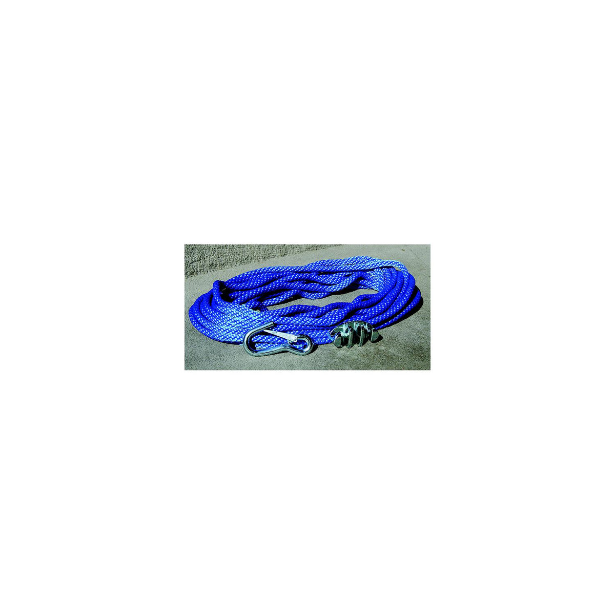 Panther Products Blue Polypropylene 3/8" Anchor Rope Includes No-Tie Rope Cleat and Snap Hook 757000