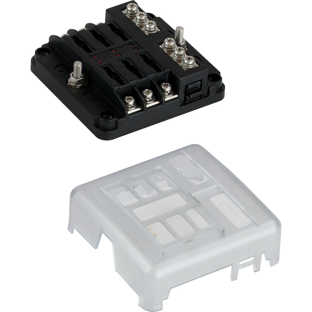 Sea-Dog Blade Style LED Indicator Fuse Block with Negative Bus Bar - 6 Circuit