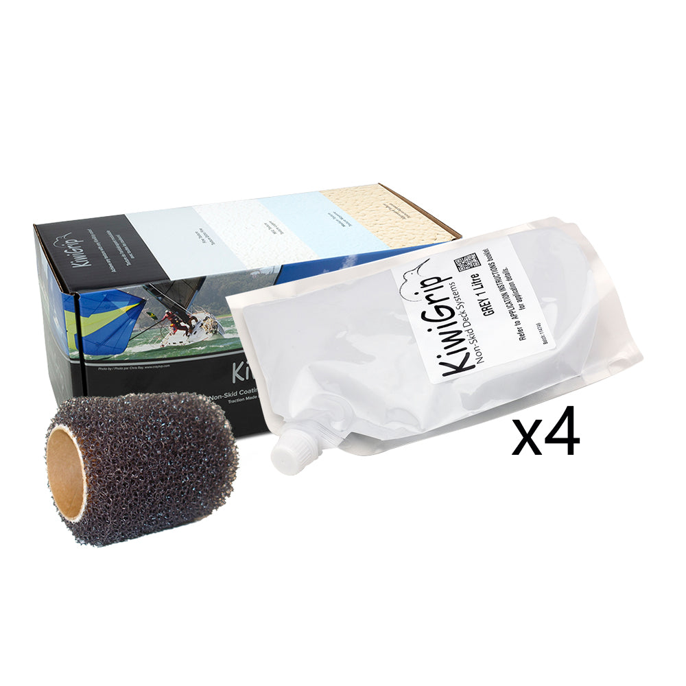 KiwiGrip 4 - 1 Liter Pouches - Grey with 4" Roller