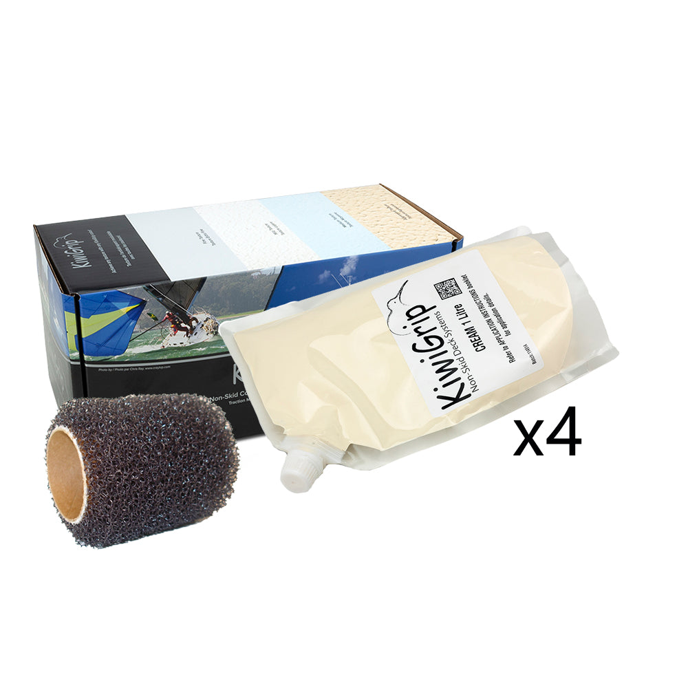 KiwiGrip 4 - 1 Liter Pouches - Cream with 4" Roller