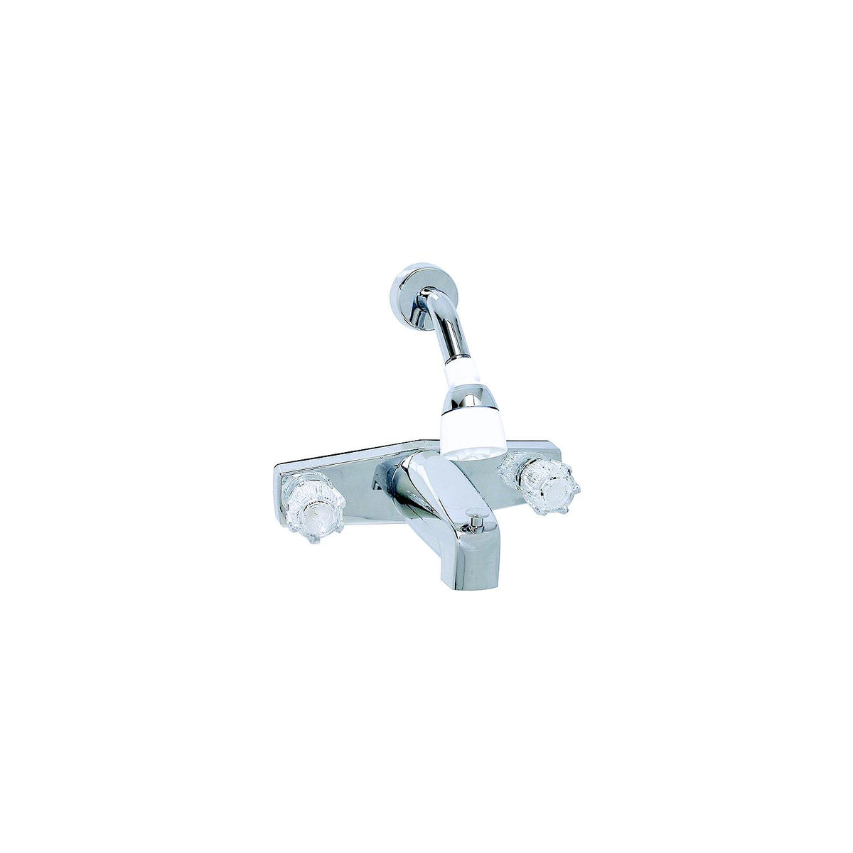 Valterra Phoenix 2-Handle RV Tub & Shower Diverter Faucet with Clear Acrylic Knobs & Shower Head Kit, Chrome