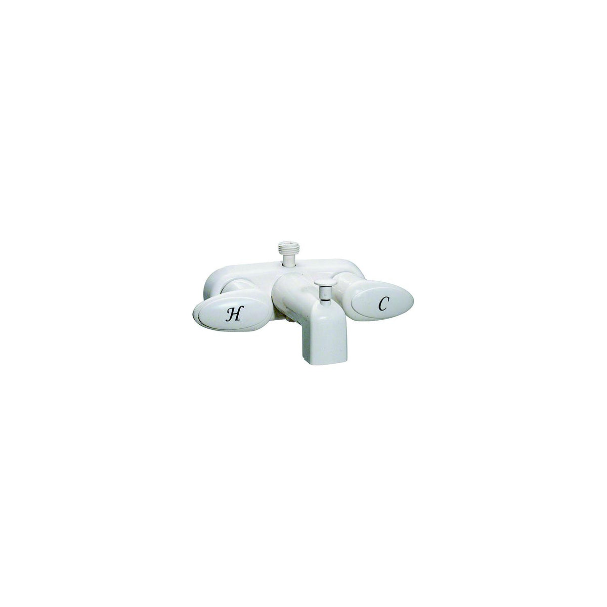 Valterra Catalina Two Handle RV Tub Diverter Faucet, White with White Handles