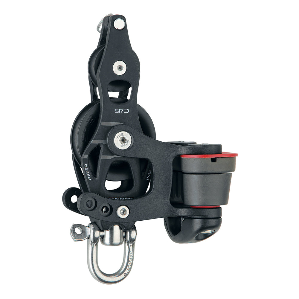 Harken 45mm Single Aluminum Element Fiddle Block with Swivel, Becket & 150 Cam Cleat