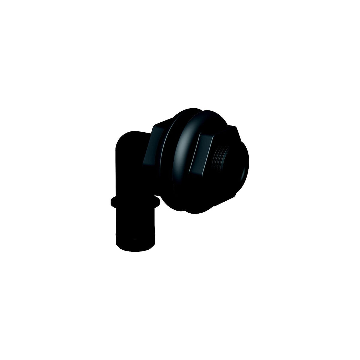 Flow-Rite Qwik-Lok Thru-Hull Fitting, 3/4", Black, Elbow Double Nut