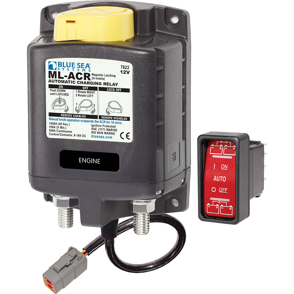Blue Sea Systems 7622100 ML ACR Charging Relay 12V 500A with Manual Control & Deutsch Connector