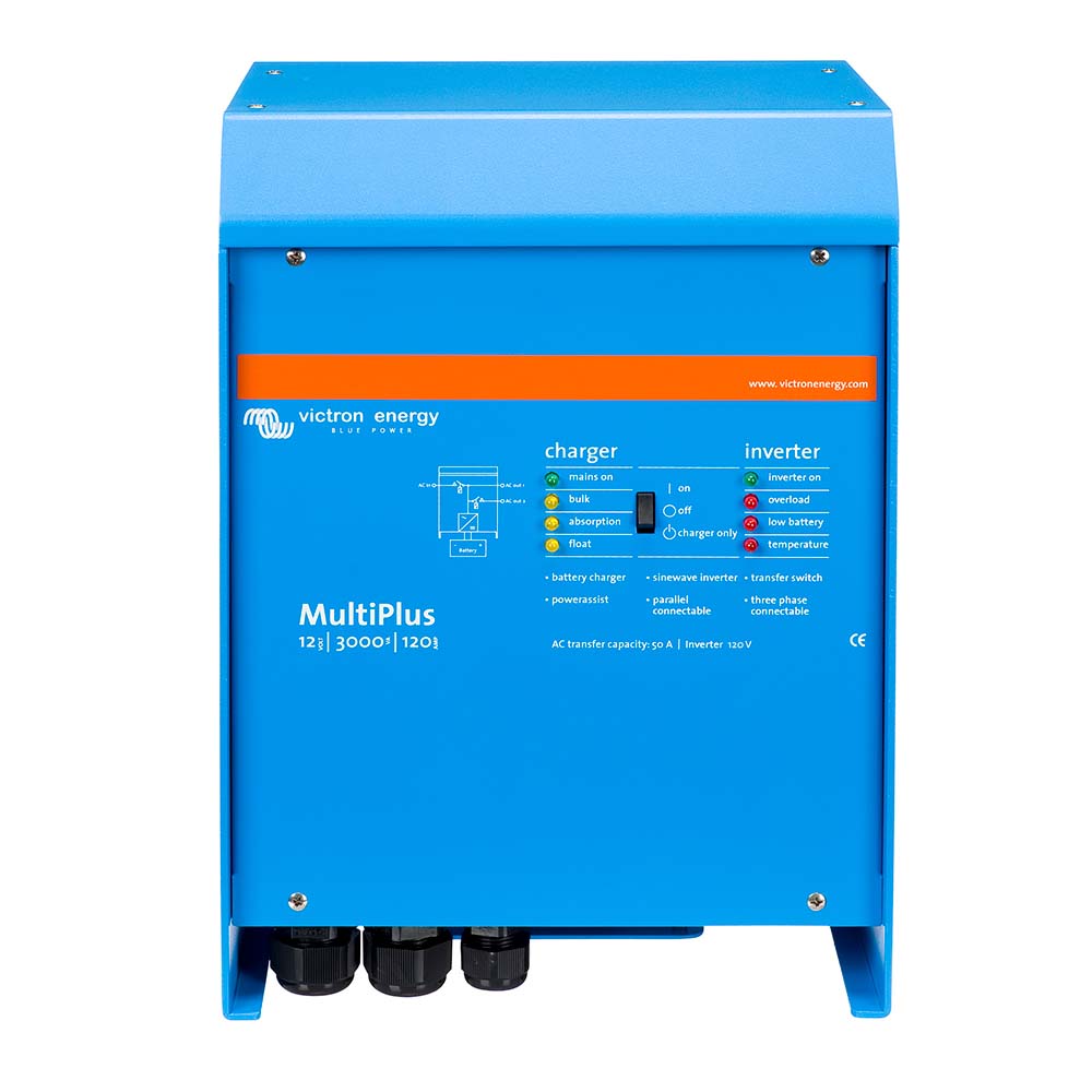 Victron MultiPlus Inverter/Charger 12 VDC - 3000VA - 120vAC with 120AMP Battery Charger - 50AMP Transfer Switch