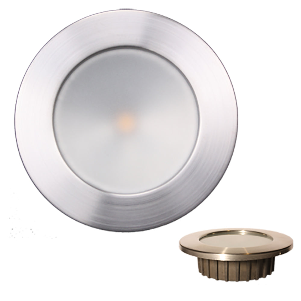Lunasea “ZERO EMI” Recessed 3.5” LED Light - Warm White, Red with Brushed Stainless Steel Bezel - 12VDC