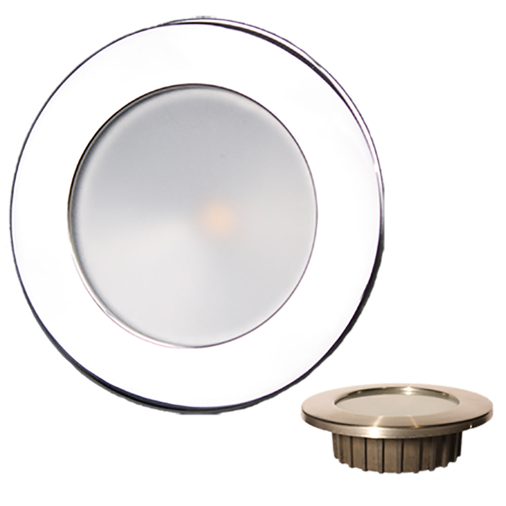 Lunasea Gen3 Warm White, RGBW Full Color 3.5” IP65 Recessed Light with Polished Stainless Steel Bezel - 12VDC
