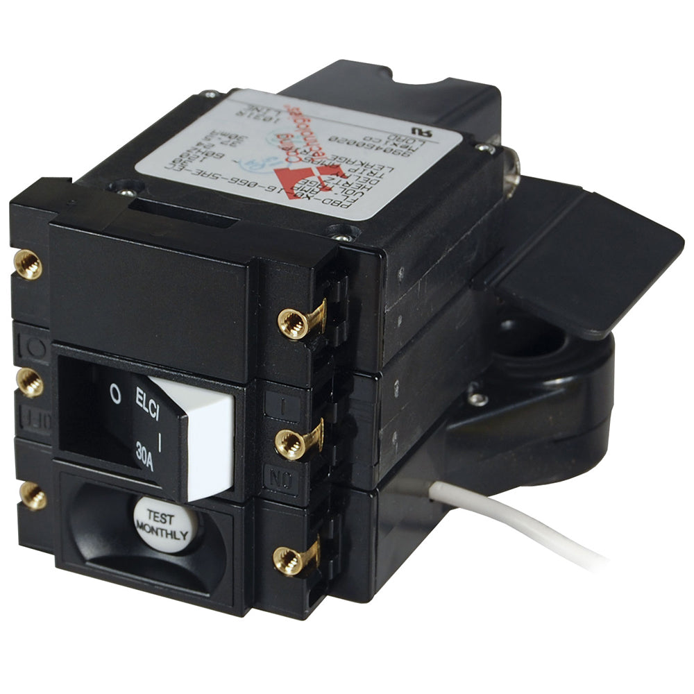 Blue Sea Systems A-Series ELCI Main Circuit Breaker - Double Pole 120V AC 30A - Flat Rocker