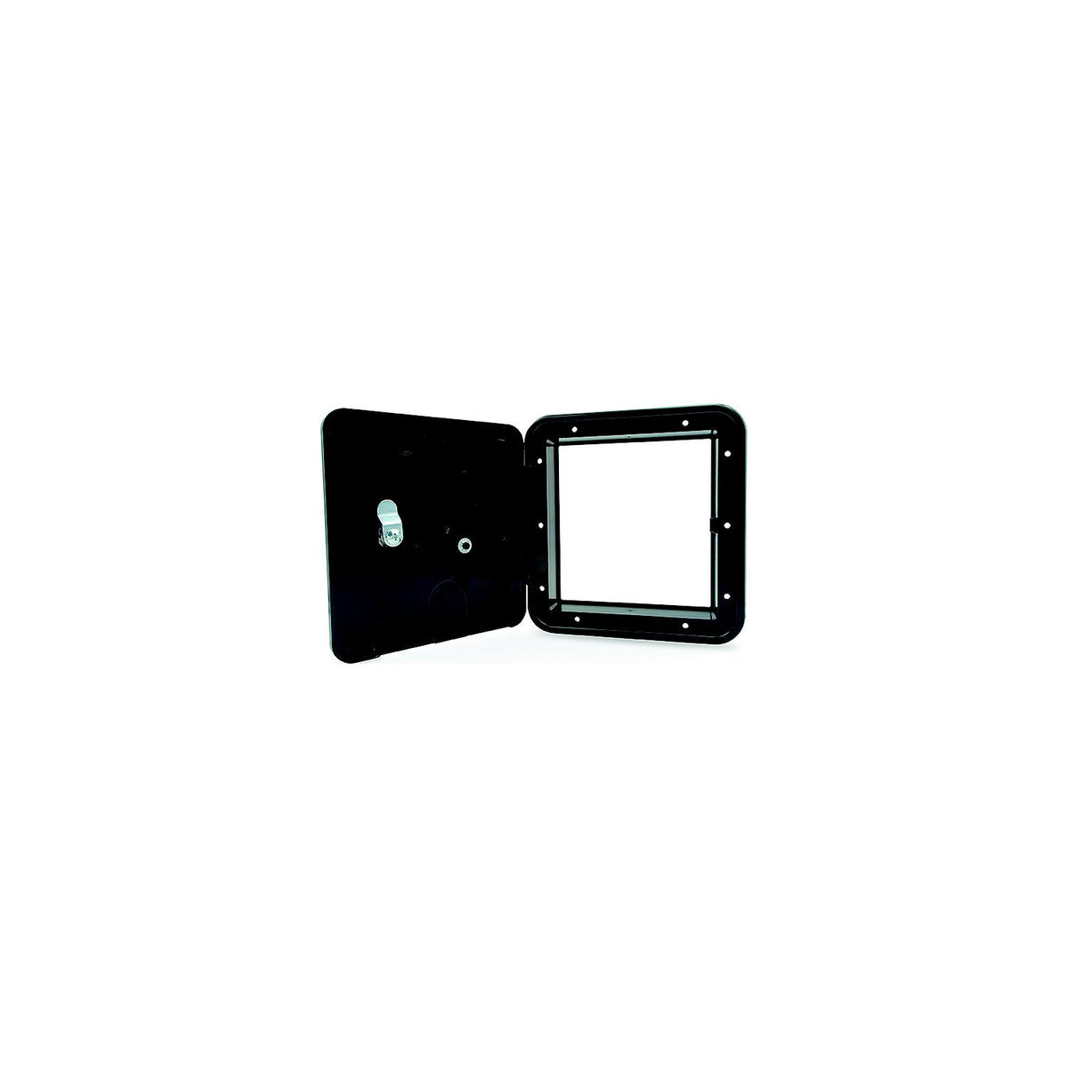 B&B Molders B and B Molders Square Electric Cable Hatch, Large with Open Back and Key Lock, Black