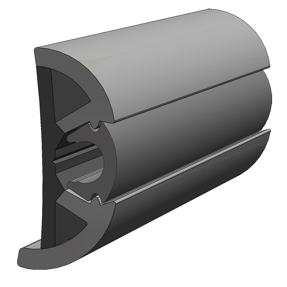TACO SuproFlex Rub Rail Kit Gray with Gray Insert - 2"H x 29/32"W x 80'L