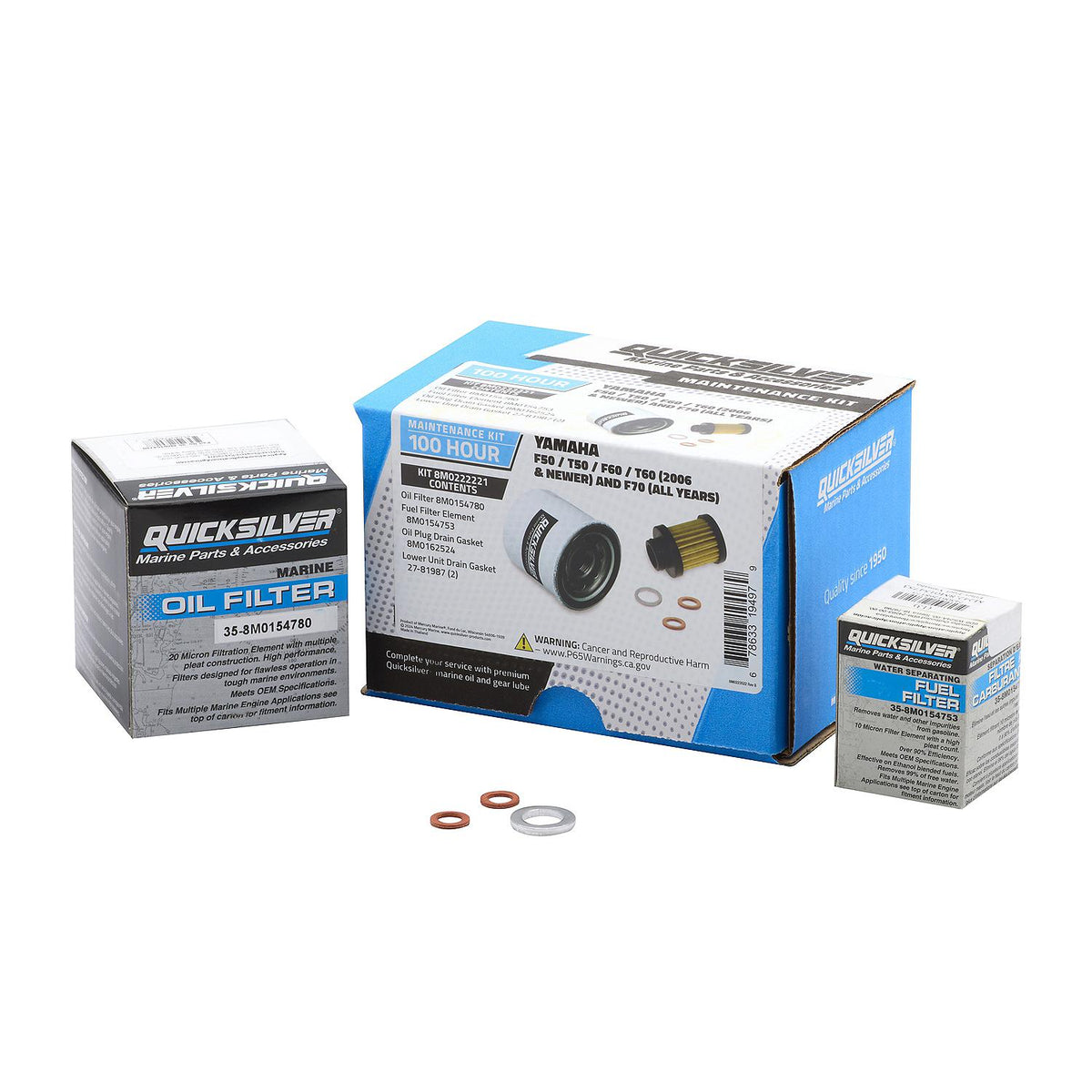 Quicksilver 100 Hour Maintenance Kit, Yamaha F50/T50/F60/T60 and F70