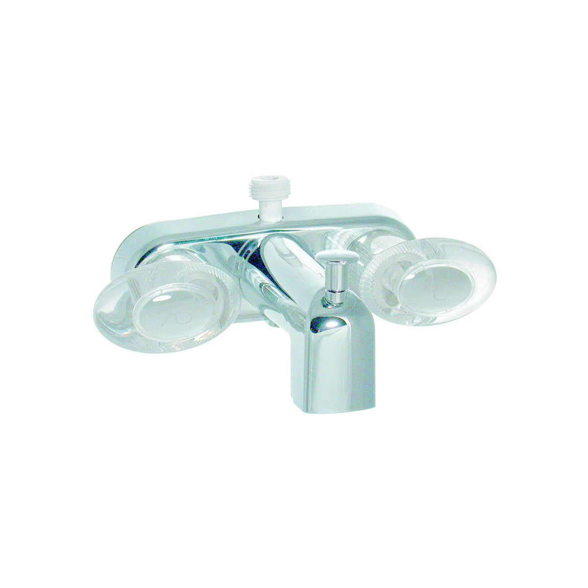 Valterra Catalina Two Handle RV Tub Diverter Faucet, Chrome with Clear Handles