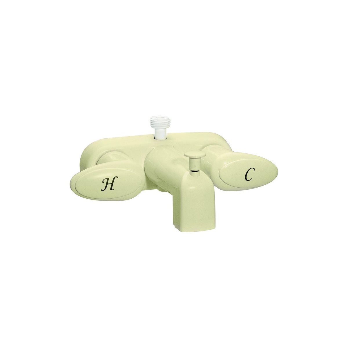 Valterra Catalina Two Handle RV Tub Diverter Faucet, Biscuit with Biscuit Handles