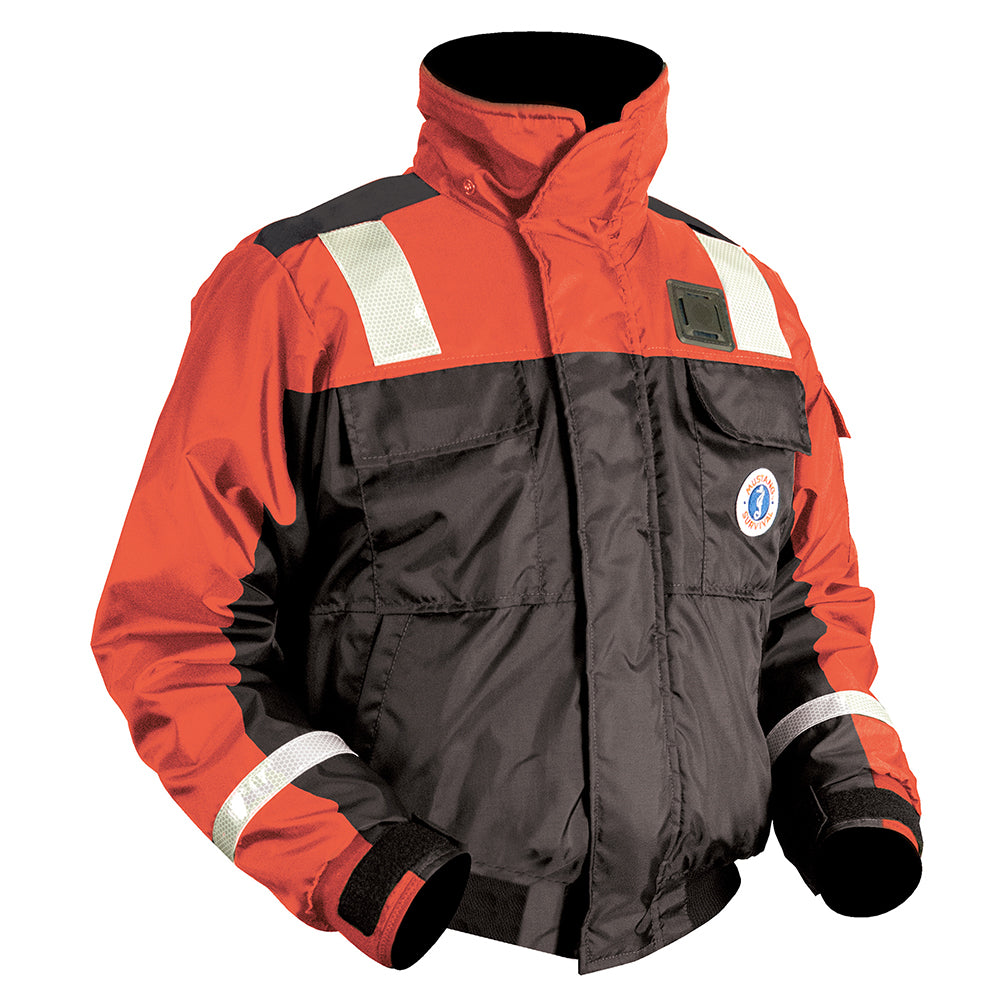 Mustang Classic Flotation Bomber Jacket with Reflective Tape - Orange/Black - Large