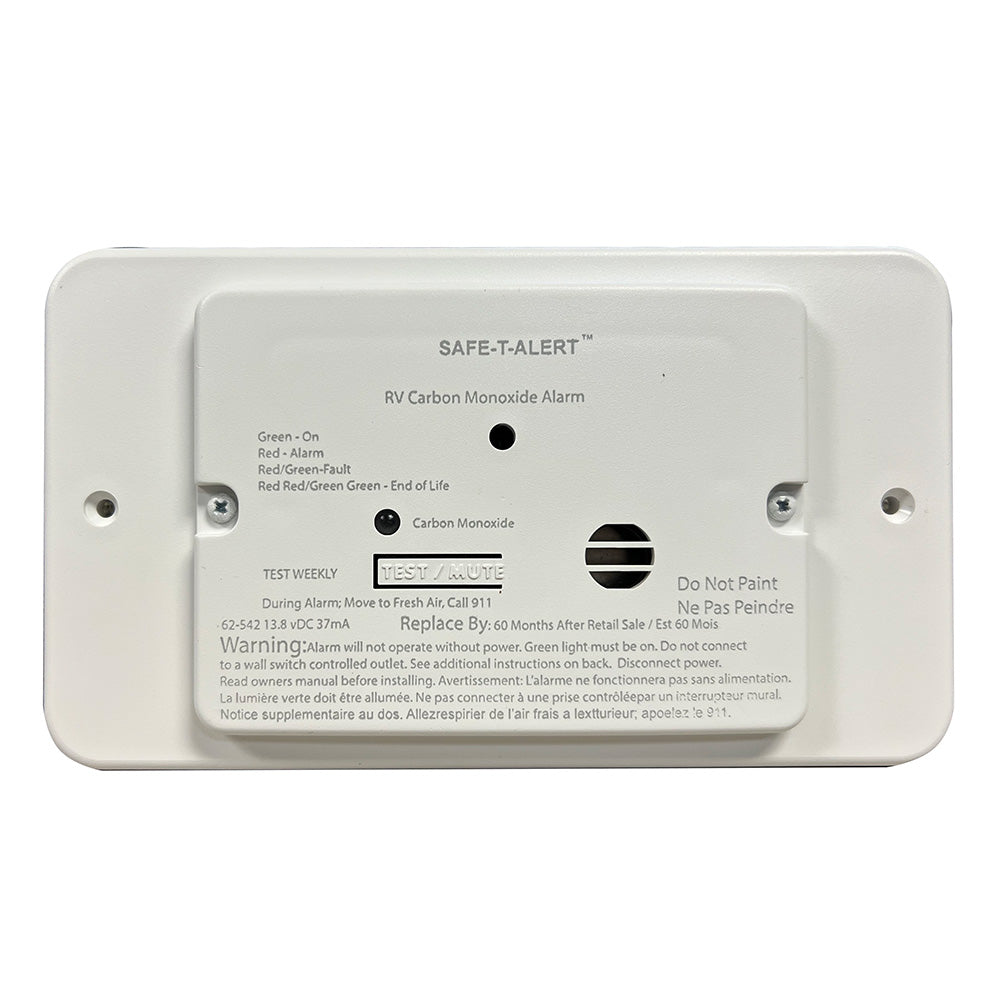 Safe-T-Alert 62 Series RV Carbon Monoxide - White - Flush Mount - 12V with Trim Ring