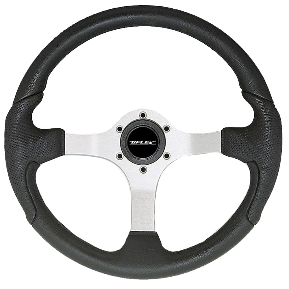 Uflex Nisida Steering Wheel 13.8" - Black Polyurethane Grip with Black Aluminum Spokes