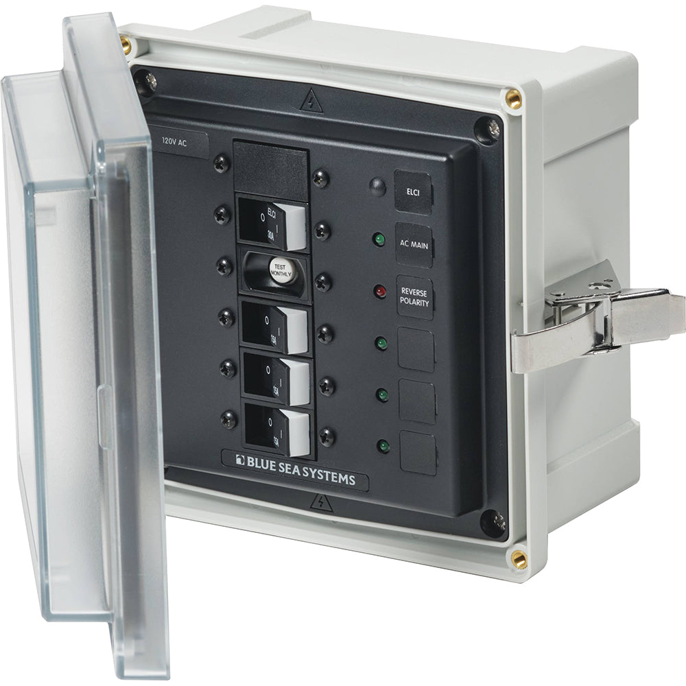 Blue Sea Systems 3128 - SMS Panel Enclosure with ELCI (30A) & 3 Branch (15A) - 120V AC