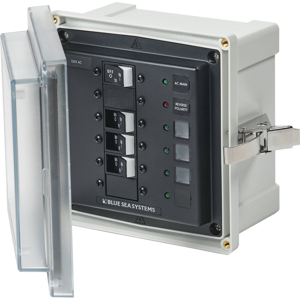 Blue Sea Systems 3130 - SMS Panel Enclosure with Main & 3 Branch (15A) - 120V AC