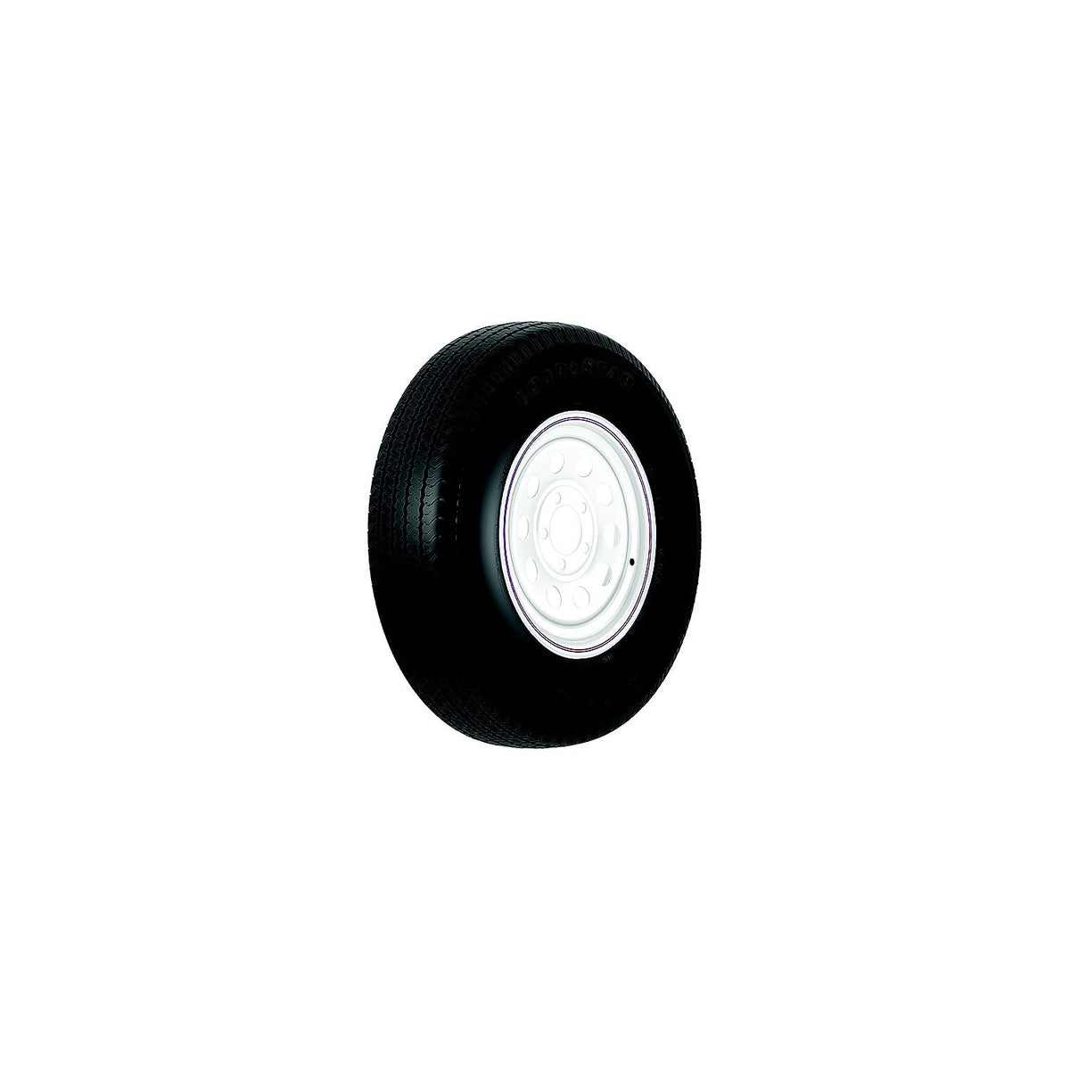 Loadstar Tire and Wheel (Rim) Assembly KR03, ST205/75R15 5 Hole C Ply, White With Stripe, Modular