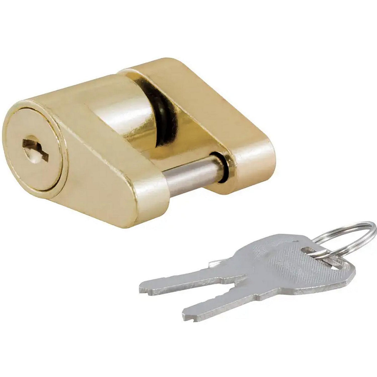 Curt Mfg. Coupler Lock, 1/4" Pin, 3/4" Latch Span, Padlock, Brass-Plated