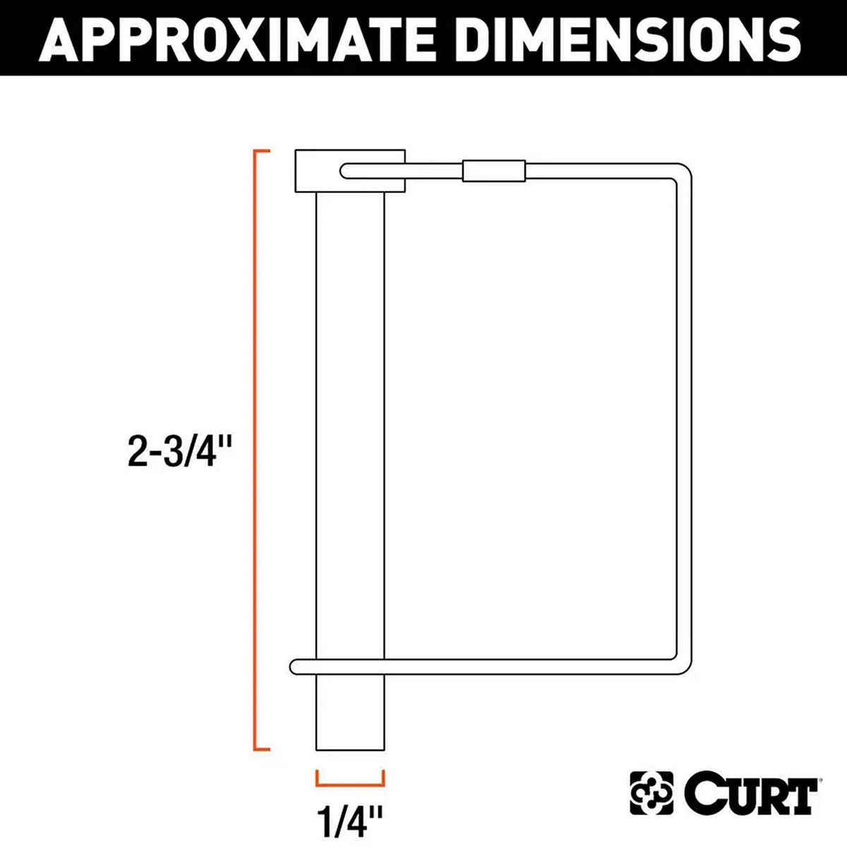 Curt Mfg. 25080, 1/4" Safety Pin, 2-3/4" Pin Length, Zinc