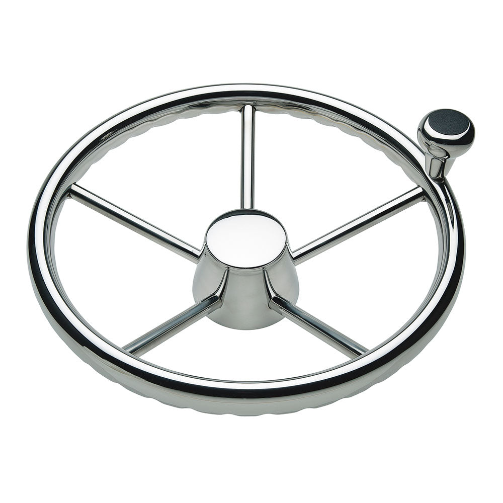 Schmitt Marine 170 Finger Grip Destroyer 5-Spoke 15.5" Stainless Steel Cap 3/4" Tapered Shaft with Knob