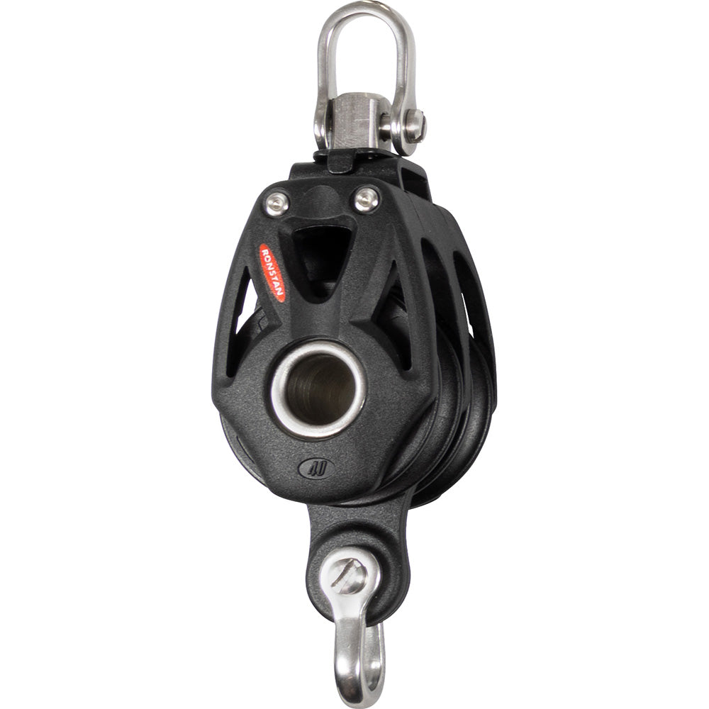 Ronstan Series 40 Orbit BB Double Block with Becket & Swivel Shackle