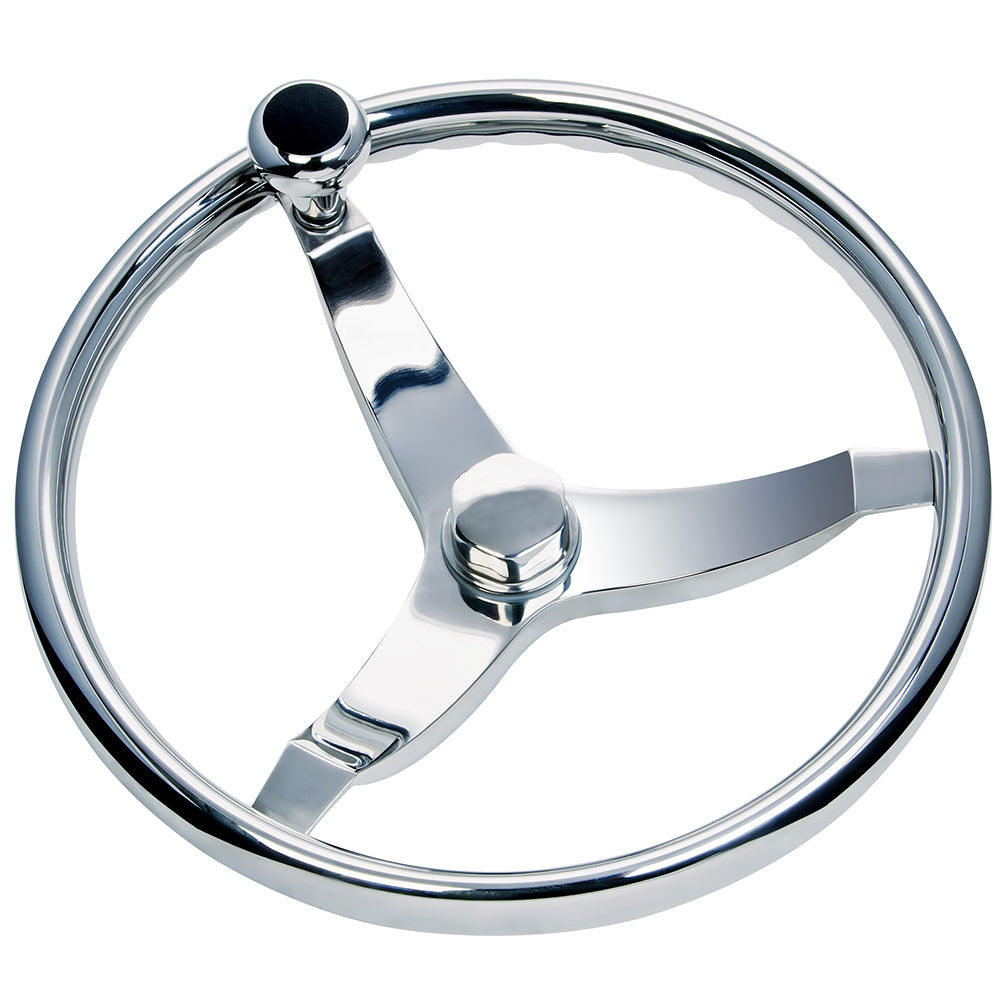 Schmitt Marine Vision FX Model 714 - 13.5" Wheel with Knob & Finger Grip - 3/4" Tapered Shaft with Faux Nut - 1/2" & 3/4" Adapters