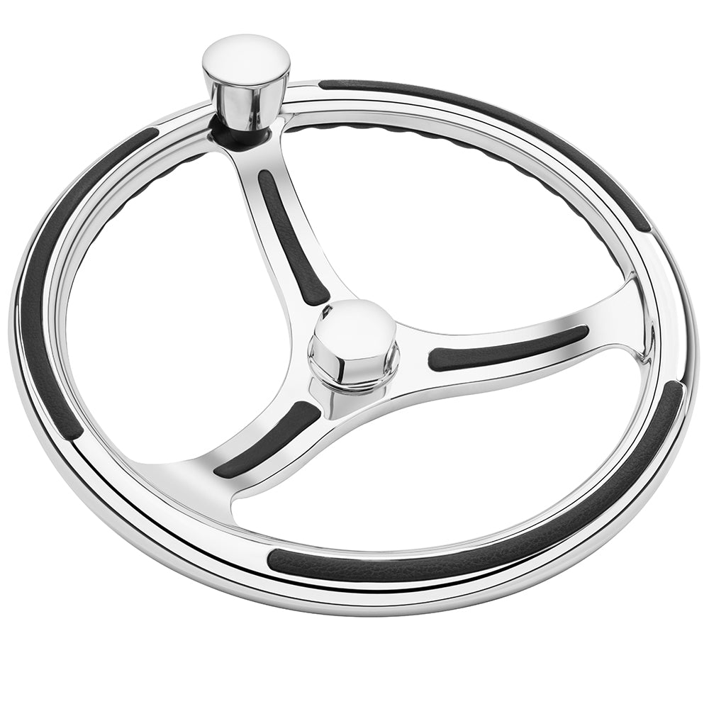 Schmitt Marine Primus Model 740 - 13.5" Wheel with Knob & Finger Grip - 3/4" Tapered Shaft with Faux Nut - 1/2" & 3/4" Adapters