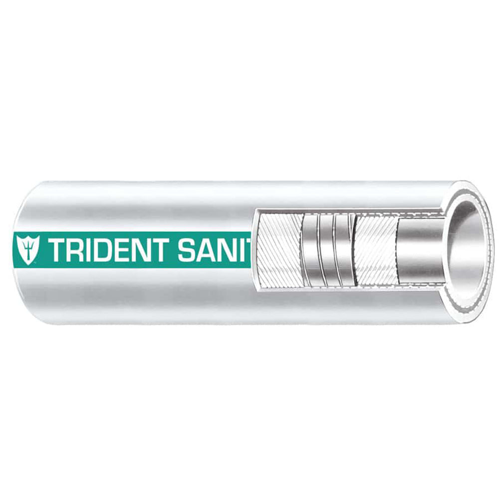 Trident Marine 1-1/2" x 50' Coil Premium Marine Sanitation Hose - White with Green Stripe