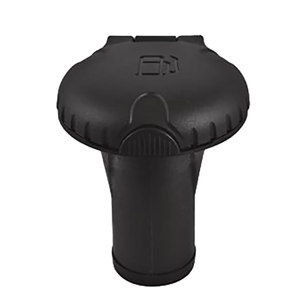 Attwood Deck Fills for Pressure Relief Systems - Straight Body - Scalloped Black Plastic Cap