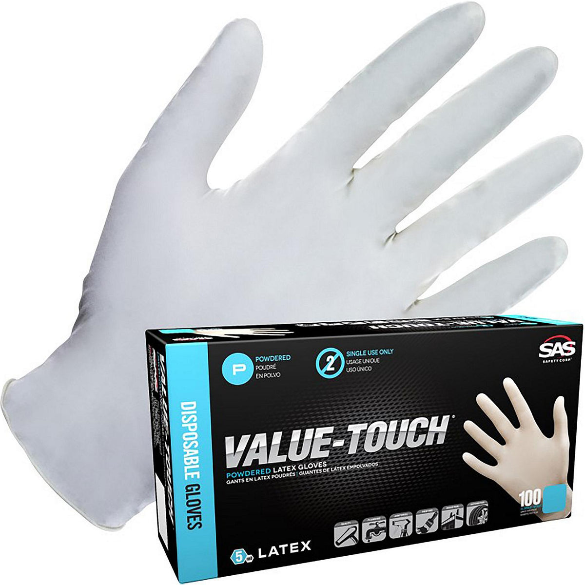 Ravin Gloves Raven Safety Latex 5mil Wht L PWDR 100/bx, Latex, White, ≥ 240, 5 mil, Large