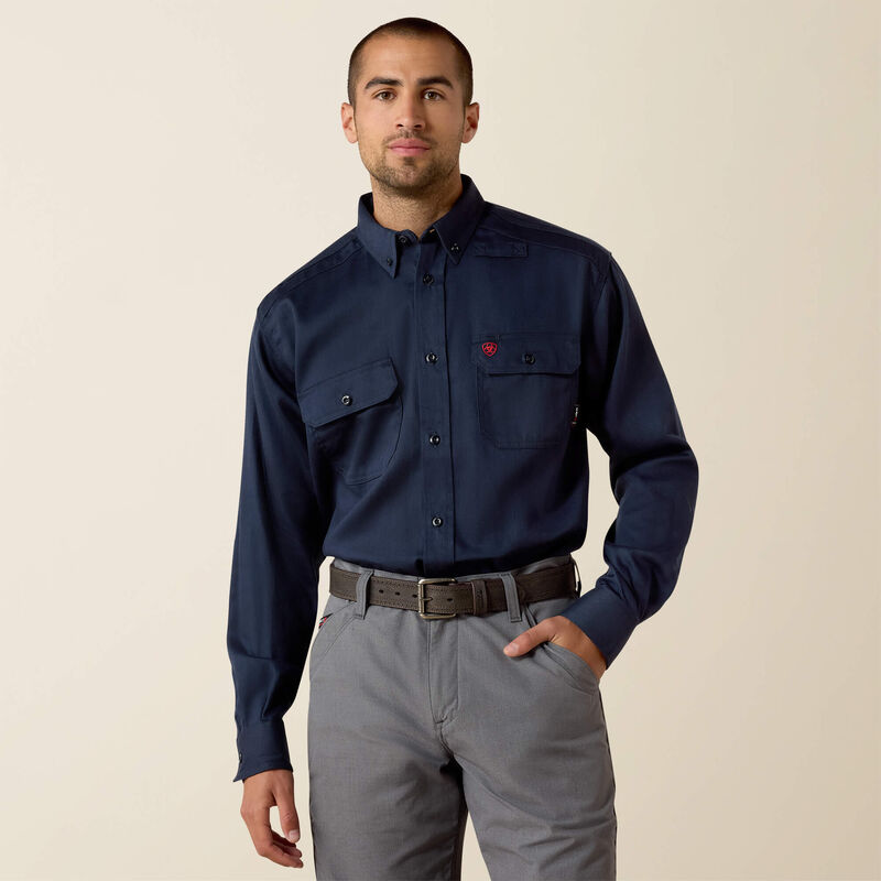 Ariat Mens FR Solid Long Work Shirt Navy Monument / Medium