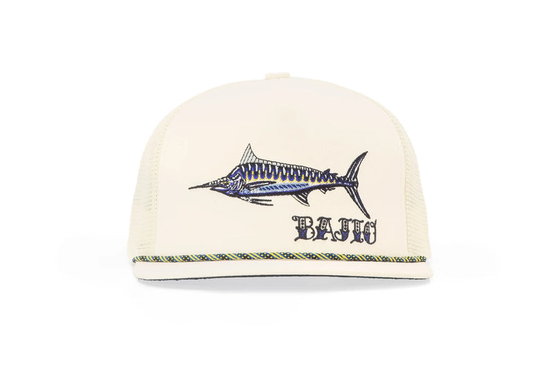 Bajio Black Marlin Flat Brim Twill Trucker Cream / ONE SIZE